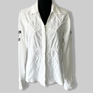 Inca Cottons Embroidered Sequins  Cross Blouse Made in Peru